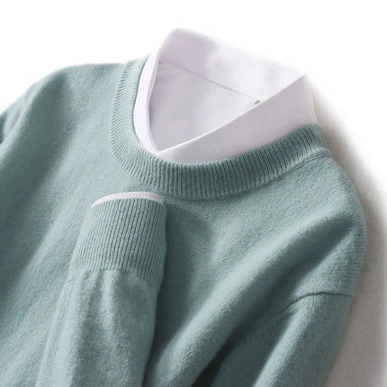 Ganleawort Men Wool Sweater Round Neck Warm Knit Pullover by zapcart