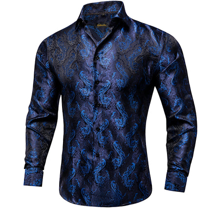 HenanChoice Mens Jacquard Paisley Shirt Long Sleeve Luxury by zapcart
