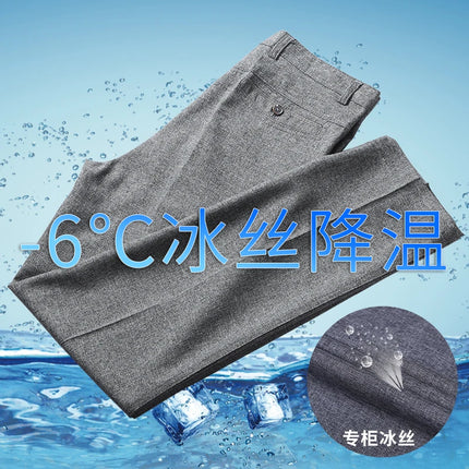 Men's Linen Pants Ice Cool Summer Trousers For Office Dad by zapcart