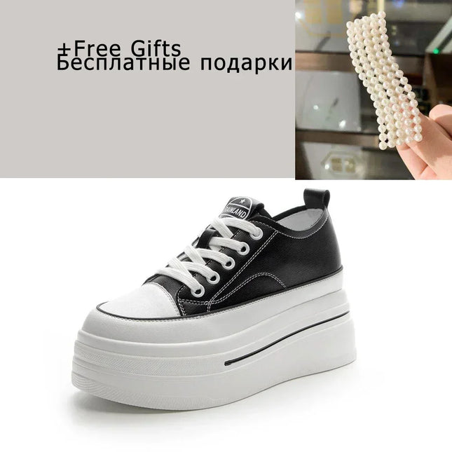 Fujin 8cm Genuine Leather Platform Sneakers For Women by zapcart