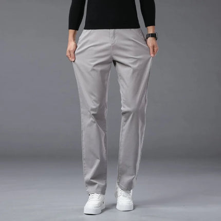 MAINKULC Mens Summer Tall Stretch Cotton Office Chino Pants by zapcart