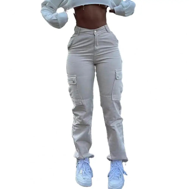 Sanwood Women High Waist Cargo Pants With Pockets Versatile by zapcart