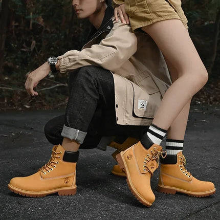 FujianChoice Men High Top Leather Boots Non Slip Outdoor by zapcart