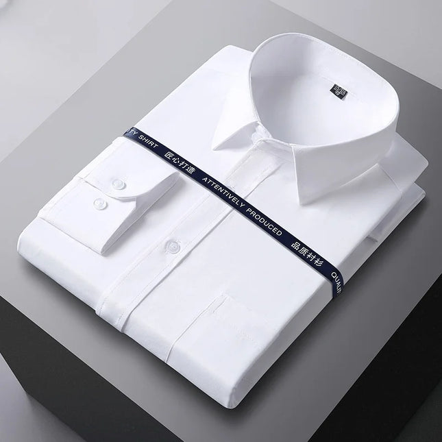 CN Zhejiang Men Formal Shirt Long Sleeve Anti Wrinkle White by zapcart