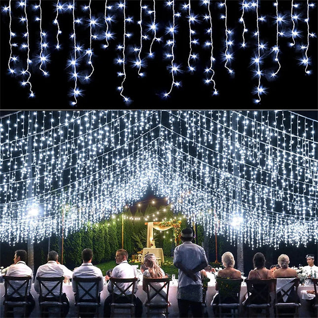LSDM Outdoor Christmas Curtain LED Lights 5m 0.4-0.6m Home by zapcart