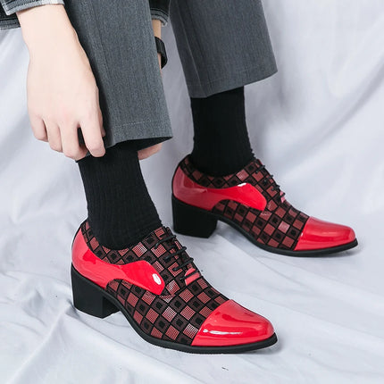 Oein Luxury Red Mens High Heel Shoes For Elegant Weddings by zapcart