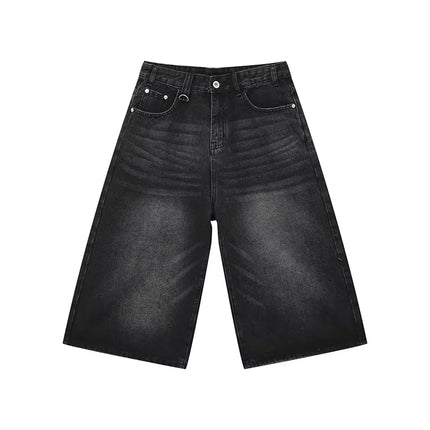 Kevinbatd Men Denim Shorts Loose Fit Vintage Y2K Gothic by zapcart