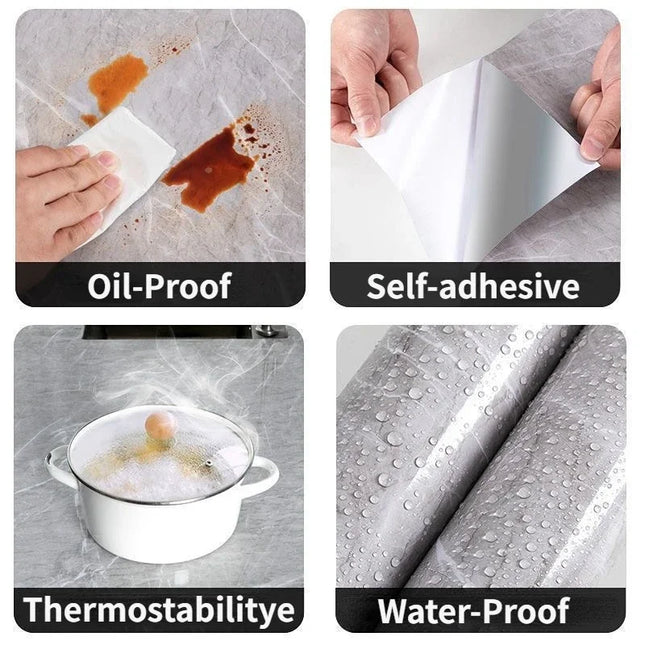 Marble Self Adhesive Wallpaper Waterproof Kitchen Decor by zapcart