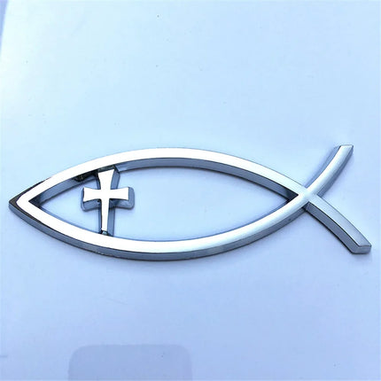 Jesus Fish Chrome Car Emblem WL115 Peace Faith 3D Badge by zapcart