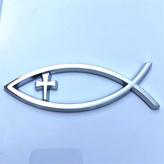 Jesus Fish Chrome Car Emblem WL115 Peace Faith 3D Badge by zapcart