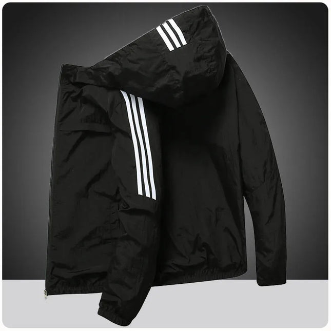 CN Fujian Mens Hooded Jacket Three Stripe Cardigan Style by zapcart