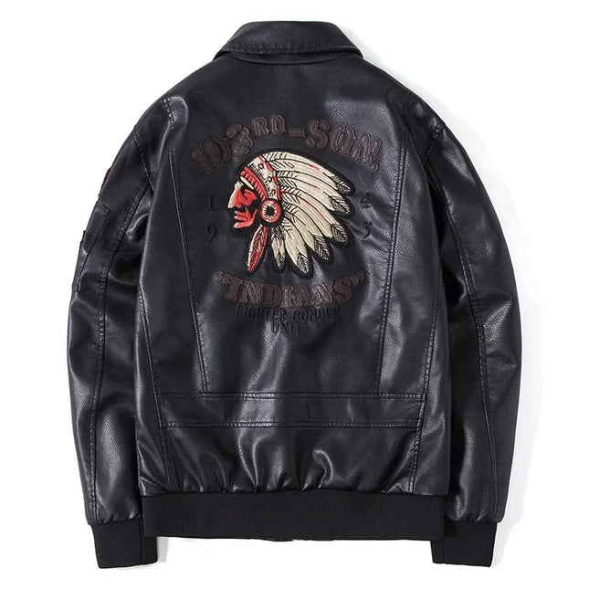 2024 New Men's Leather Jacket Lapel Embroidery Trend Biker Motorcycle Jacket Men's Fashion Casual Windproof PU Bomber Coat 4XL by zapcart