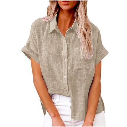 Cotton Linen Summer Tee For Women Breathable Loose Fit by zapcart