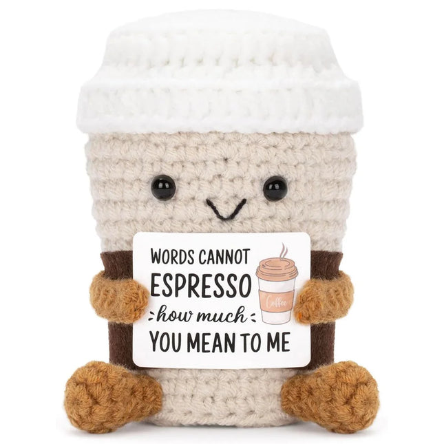 Choice Funny Crochet Emotional Support Coffee Doll Desk Gift by zapcart
