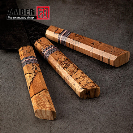 Japanese Knife Set 6pc for Home Cooks G10 Spalted Maple