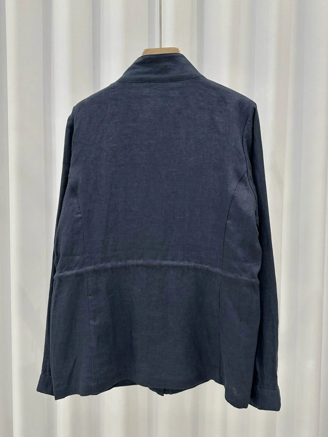 Breathable Linen Jacket For Women Four Pocket Zipper by zapcart