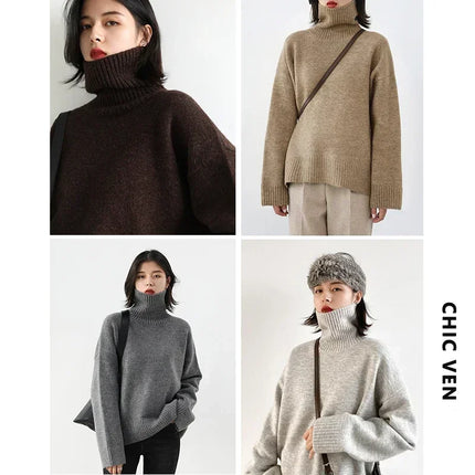 CHIC VEN Korean Womens Sweater Cozy Loose Knit Warm by zapcart