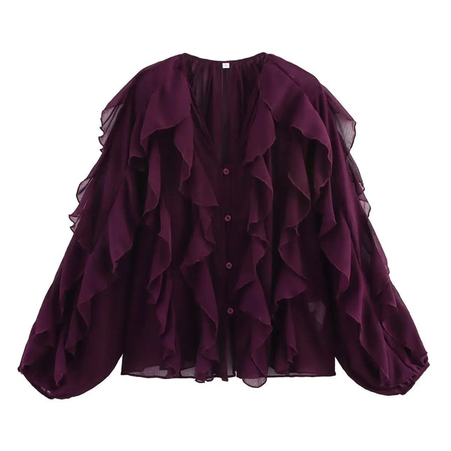 Ruffles Women Elegant Blouses Festival Tops for Ladies by zapcart