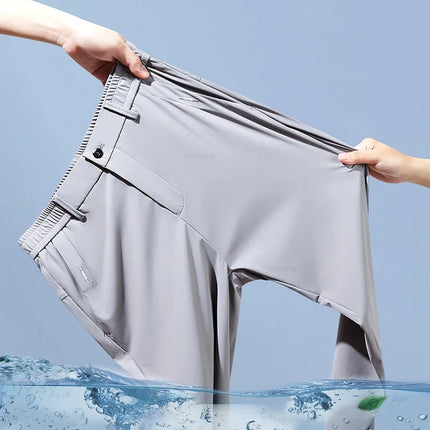 CN Guangdong Men Elastic Quick Dry Ice Silk Trousers by zapcart