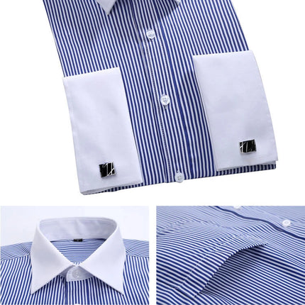 Men's French Cuff Dress Shirt White Long Sleeve CN Zhejiang by zapcart