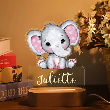Personalized Kids Animal Night Light Custom Name Lamp by zapcart