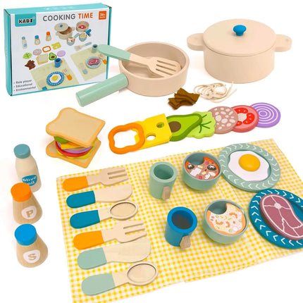 BizyKoady Wooden Kitchen Montessori Pretend Set Toddlers by zapcart