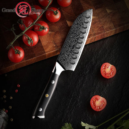 GrandSharp Santoku Knife 5 Inch AUS10 Damascus Steel Chef