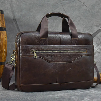 Newsbirds Genuine Leather Briefcase 15.6 Inch Laptop Men by zapcart