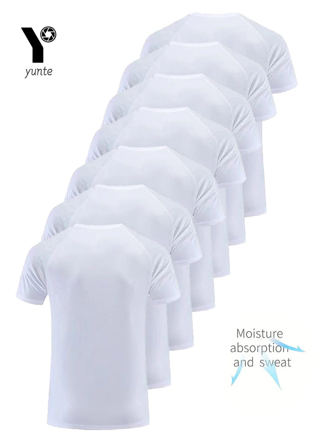 CN AnhuiChoice Round Neck T Shirt White Men Quick Dry Gym by zapcart