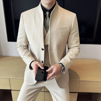Korean Style Slim Fit Mens Elegant Suit Set By QUHNBGYCN by zapcart