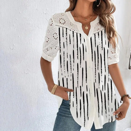 Temperament Casual Lace Shirt For Women Effortless Loose Fit by zapcart