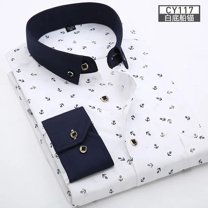 CN Zhejiang Men Slim Printed Long Sleeve Shirt Non Iron by zapcart