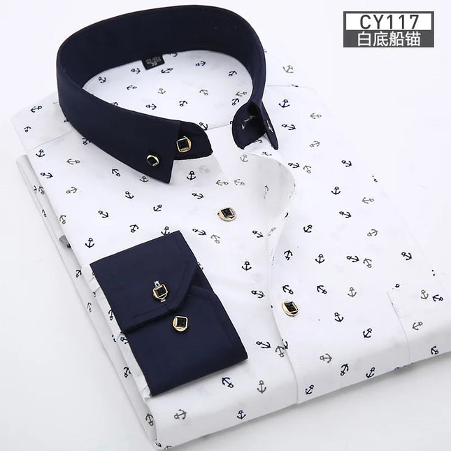 CN Zhejiang Men Slim Printed Long Sleeve Shirt Non Iron by zapcart