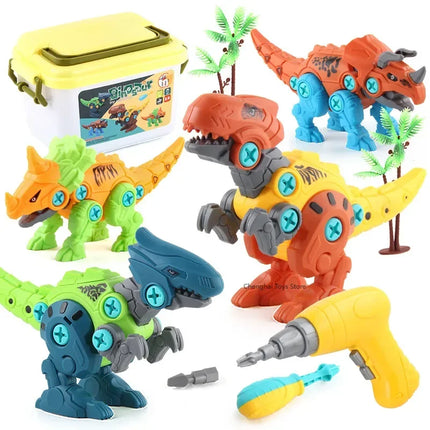 Assembled Dinosaur Disassembly Children's with Soft Projectile Ejection Screwable Dinosaur Figures Bricks Dino Toys Combination by zapcart