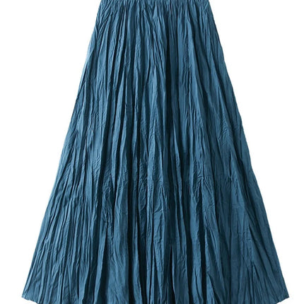 KarSaNy Long Pleated Skirt High Waist Green Maxi For Women by zapcart