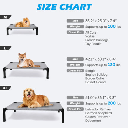 Hign Elevated Dog Bed Cooling Raised Pet Cot Breathable