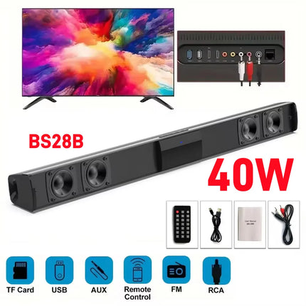 Honoursacy BS28B Bluetooth Soundbar 40W Immersive TV Theater by zapcart