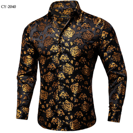 HenanChoice Mens Jacquard Paisley Shirt Long Sleeve Luxury by zapcart