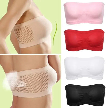 Ladies' Sexy Strapless Crop Top Bra Bandeau Boob Tube Brassiere Summer Breathable Mesh Invisible Strapless Chest Wraps Tube Tops by zapcart