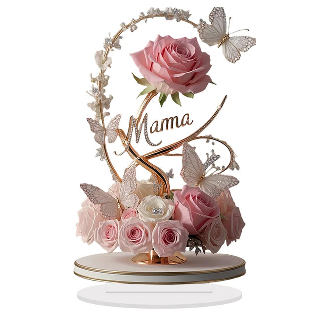 Choice 2D Acrylic Pink Flower Bouquet For Mom Desk Decor by zapcart