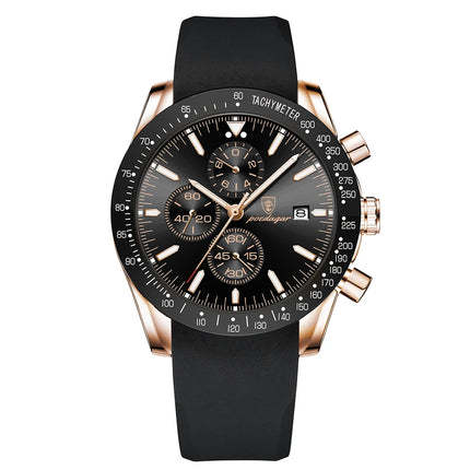 POEDAGAR Men Watch Waterproof Luminous Chronograph Leather