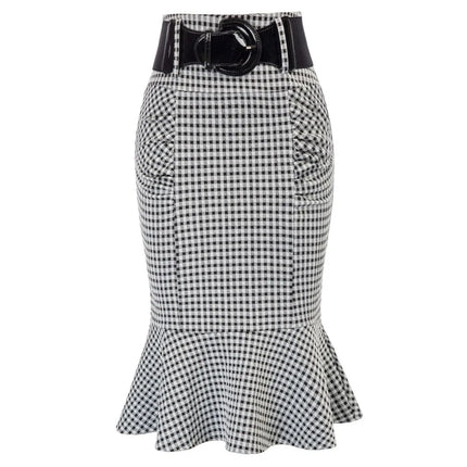 Belle Poque Pencil Skirt Women High Waist Belt Officewear by zapcart