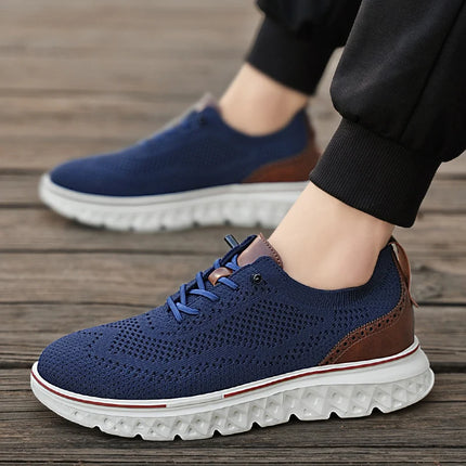 Pheron Men Mesh Breathable Casual Shoes Plus Size Wide Fit by zapcart