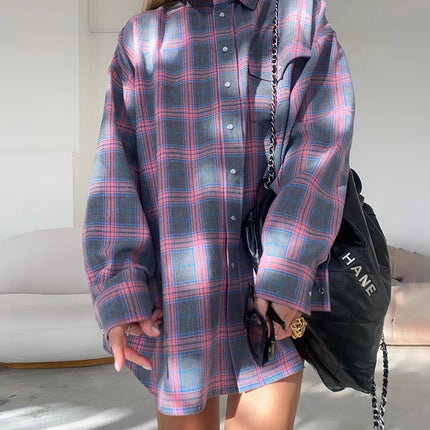 FSMG Plaid Shirt For Women Oversized Relaxed Fit Chic by zapcart
