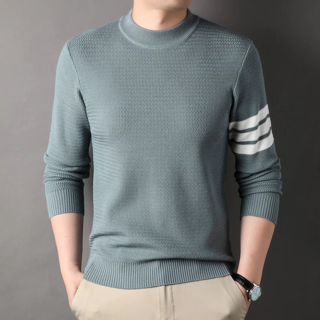 CN Zhejiang Men Knit Sweater Round Neck Striped Warm by zapcart