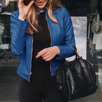 Plus Size Womens PU Leather Jacket Slim Fit Streetwear by zapcart