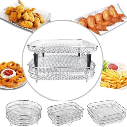 Choice Stainless Steel 3 Layer Air Fryer Rack Home Cooks by zapcart