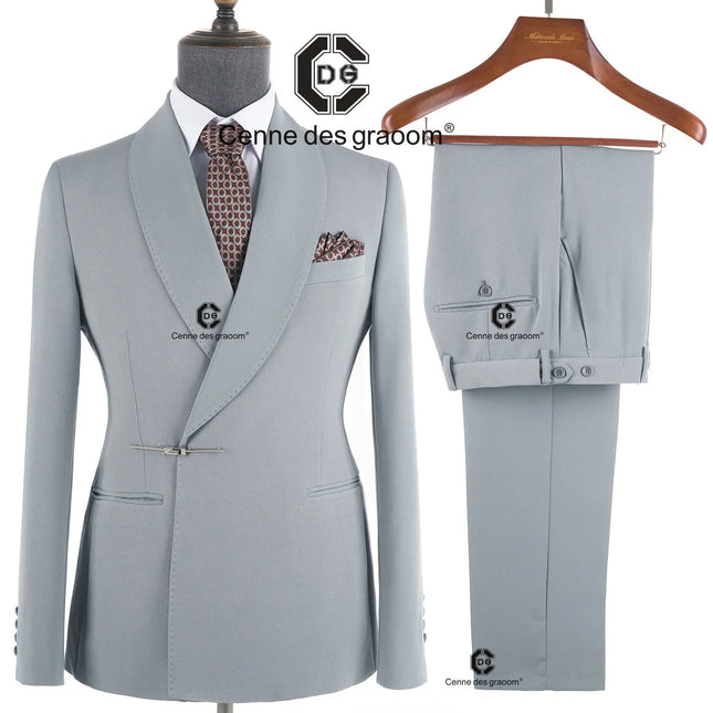 Cenne Des Graoom Mens Skinny Suit Set Light Grey 2 Piece by zapcart