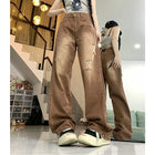 Women Y2K Ripped High Waist Jeans Vintage Washed Pockets by zapcart
