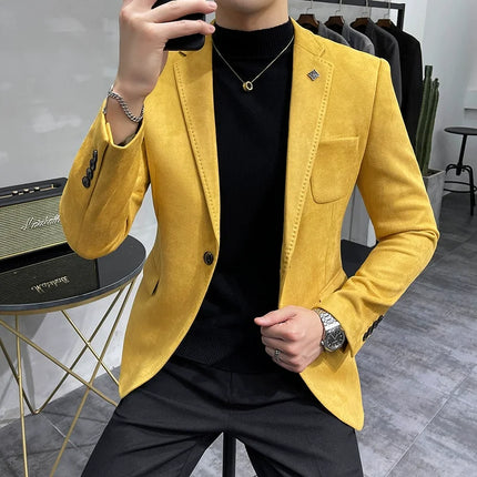 Men's Slim Fit Blazer Button High Quality CN Zhejiang by zapcart